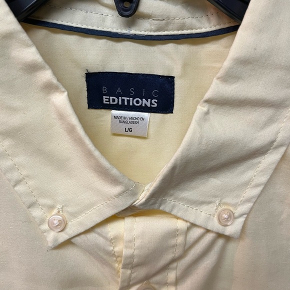 Basic Editions Men's Light Yellow Button Down Shirt. Size Large - Picture 2 of 5